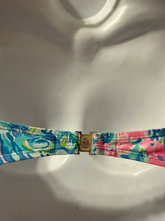 Lilly Pulitzer Pink & Blue Lattice Bikini Top 14 - Picture 10 of 12